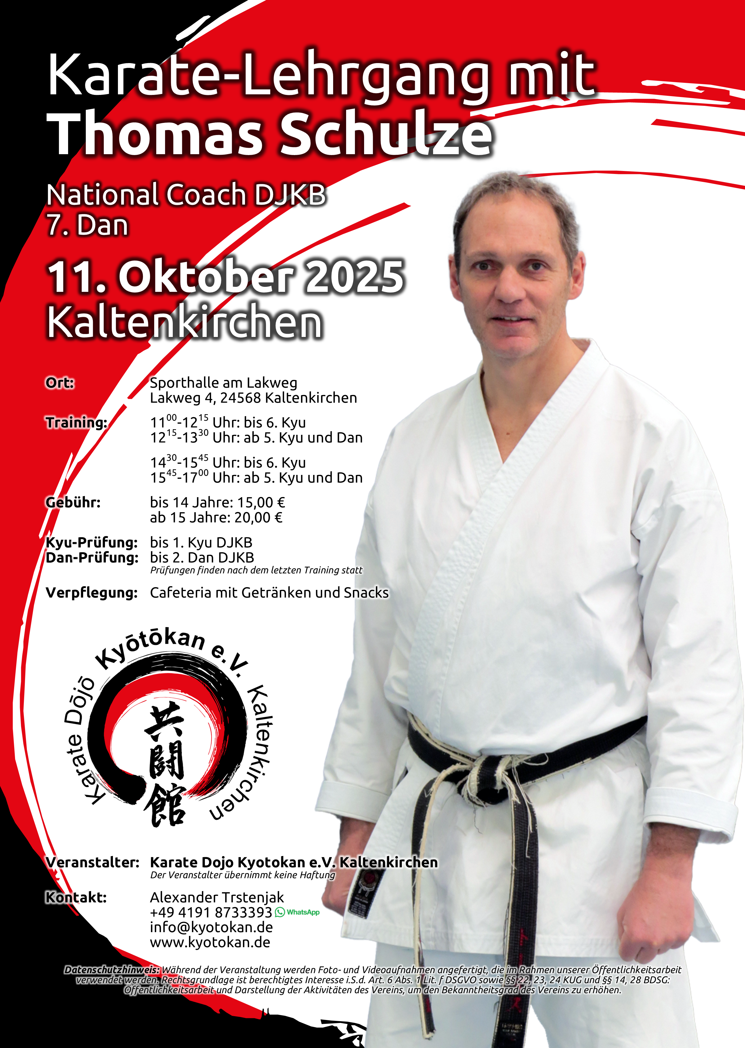 Save the Date: Lehrgang und Dan-Prüfungen mit Bundestrainer Thomas Schulze Sensei am 11.10.2025 im Kyotokan